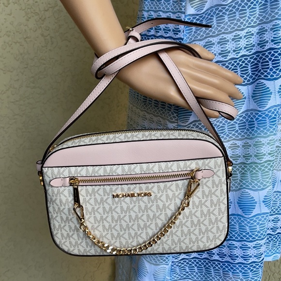 MICHAEL KORS LARGE EAST WEST ZIP CHAIN XBODY POWDER BLUSH MULTI - Picture 4 of 16